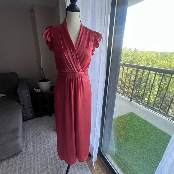 🍑Taylor Pink Midi Sundress with Flutter Sleeves🍑 - Picture 4 of 12